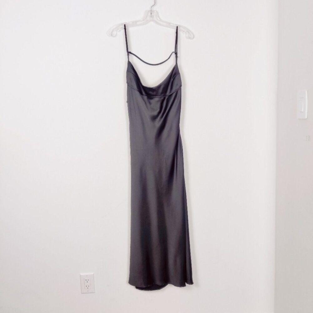 Zara Women's Maxi Satin Dress Black Size XL NEW Party Whimsigoth Whimsical Goth